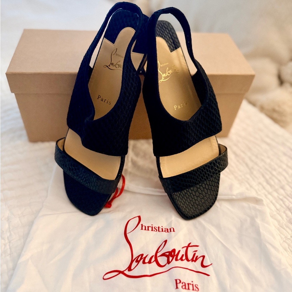 EUC Christian Louboutin Snake Skin Textured Sandals